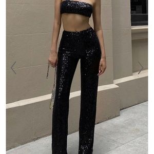 Show po Imogen set- black sequin two piece bachelorette - new years